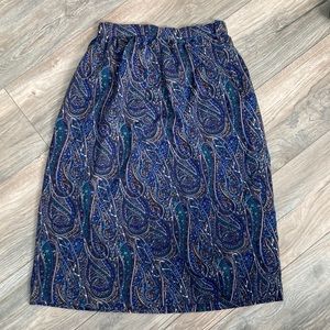 Handmade paisley blue midi skirt
